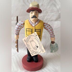 Handcrafted Wooden Fisherman Figurine Midwest Imports Handpainted